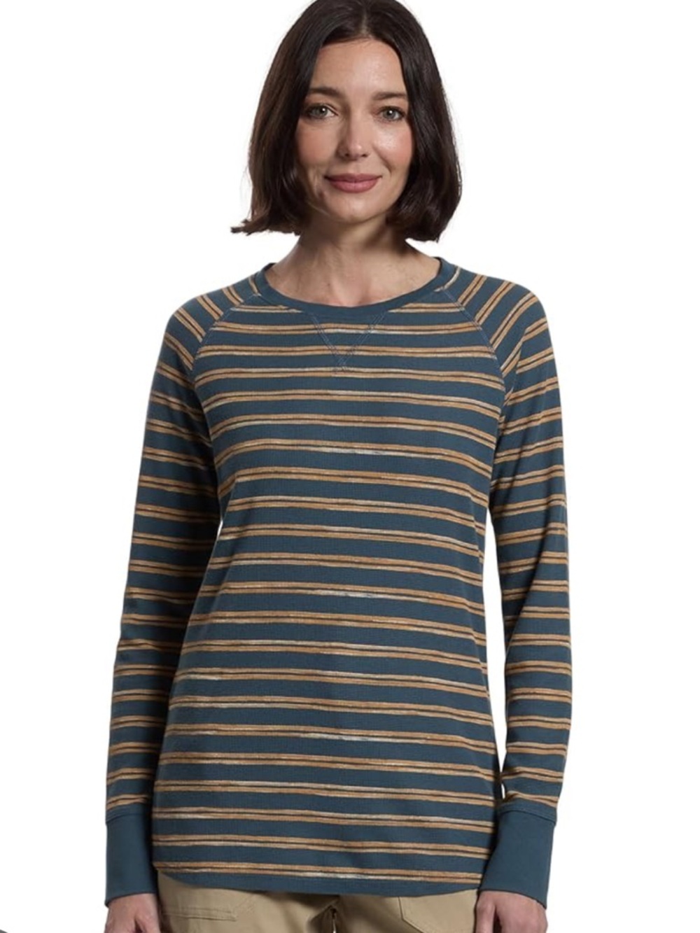 L.L.Bean Women’s Unshrinkabke Mini Waffle Crewneck Long Sleeve Shirt Size XL
